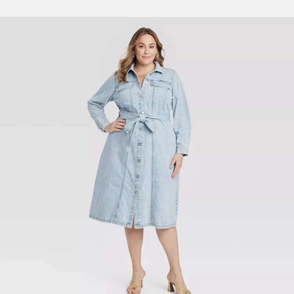 NWT Ava & Viv Light Blue Denim Dress XXL